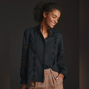 🍁🍂 NWT Anthropologie Cutwork Peasant Blouse Sz M